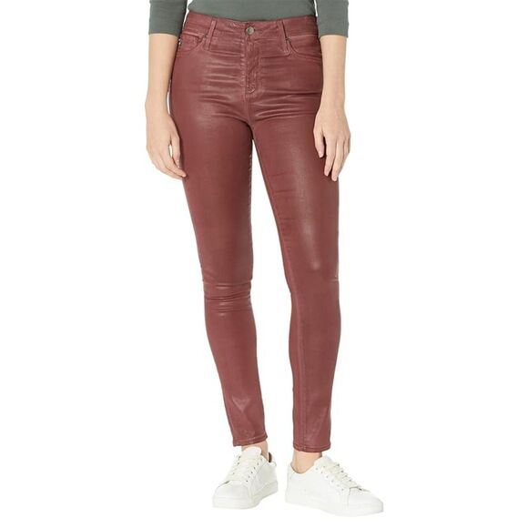 AG Adriano Goldschmied Farrah Skinny High-Rise Coated Red Pants Size 28 - Picture 1 of 9